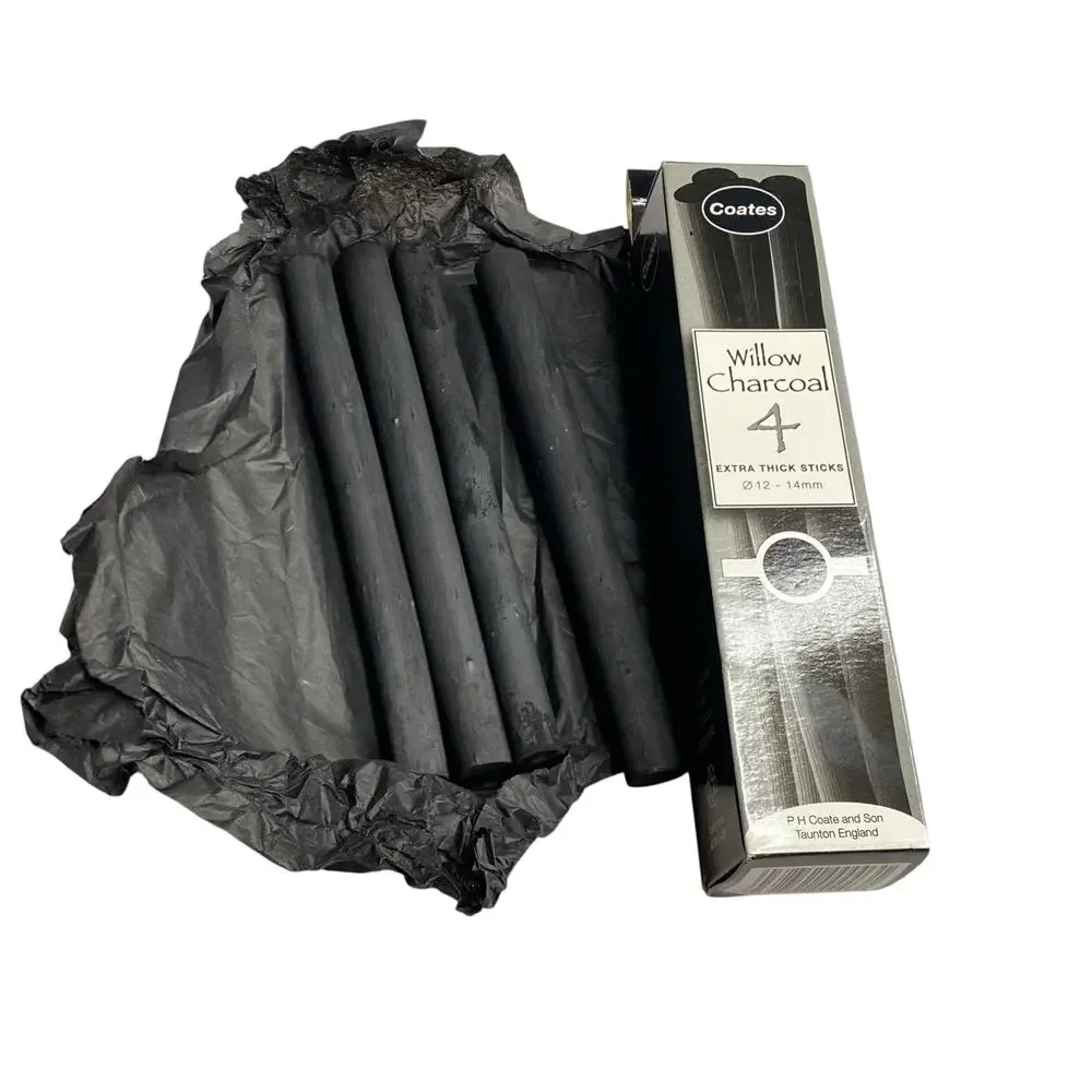 Coates Willow Charcoal Sticks Bundle 4-Extra Thick & 3-Thick Art Set England NIB